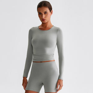 เสื้อโยคะแขนยาวสำหรับผู้หญิง ระบายอากาศได้ดี ยืดได้ 4 ทิศทาง แห้งเร็ว ต้านเชื้อแบคทีเรีย เป็นมิตรกับสิ่งแวดล้อม ผลิตจากผ้าสแปนเด็กซ์/ไนลอน สำหรับออกกำลังกายและเล่นกีฬา - Product Image 6