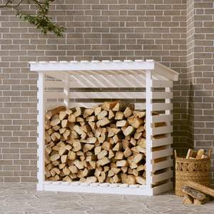 Support à bois de chauffage en pin massif 42,5"x28,7"x42,5" Blanc - pour Cheminées et Accessoires - Product Image 1