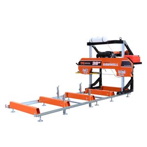 Segheria Portatile Certificata EPA da 38 Pollici, Lunghezza Binario 13FT, Motore V-Twin da 24 HP, Carrello a 4 Montanti, Serbatoio Acqua da 10 L, TMG PS per Legno - Product Image 1