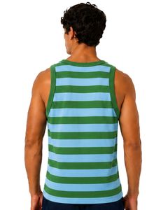 Green Sky Blue Striped Men Cotton Tank <b>Top</b> Sleeveless <b>Vest</b> Casual Summer Gym Fitness Shirt Breathable <b>Loose</b> Fit Streetwear - Product Image 2