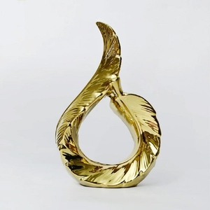 Modern design gold <b>ceramic</b> abstract sculpture contemporary tabletop décor luxury home accent artistic centerpiece - Product Image 4