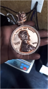 Bijoux de luxe en argent sterling 925, pendentif personnalisé Hip Hop Abraham Lincoln, serti de diamants Moissanite VVS - Product Image 3