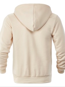Sweat-shirt à capuche pour homme, fermeture éclair quart de tour, couleur unie, en molleton bouclette, décontracté, pour l'automne - Product Image 2