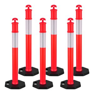 Lot de 6 poteaux de signalisation routière réfléchissants robustes, cônes de sécurité routière de 48 pouces avec base lestée et caractéristiques flexibles - Product Image 5