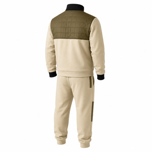 Men's Beige Olive Color Block Heavyweight Tracksuit Full Zip <b>Jacket</b> Sweatpants Casual <b>Winter</b> Wear Breathable Polyester Cotton - Product Image 5