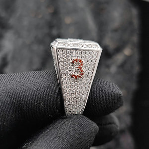 <b>Mens</b> Moissanite <b>Ring</b> 925 <b>Silver</b> Iced Out Championship <b>Ring</b> Statement Custom <b>Mens</b> Fashion Premium Bold Square Signet <b>Ring</b> For <b>Men</b> - Product Image 5