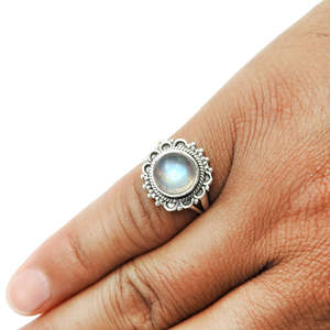Fancy 925 Sterling Silver Women Bohemian <b>Ring</b> Brilliant Round Cut <b>Labradorite</b> Gemstone Jewelry Perfect For Wedding & Anniversary - Product Image 2