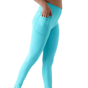 Leggings de yoga taille haute contrastants effet push-up avec fermeture élastique Spandex/Nylon respirant et écologique pour femme - Product Image 4