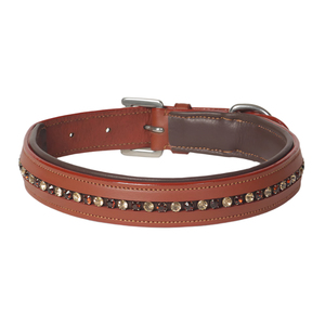 Collar de Cuero para Perro con Grandes Cristales de Imitación, Acolchado, Ajustable, Hecho a Mano, Resistente, Cómodo - Product Image 1
