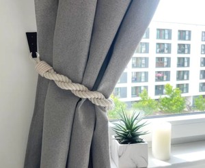White Cotton Rope Curtain <b>Tieback</b> – Double Twist Handmade Curtain Holder - Product Image 4