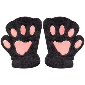 Cute Half Finger Winter Gloves for Women Open Finger Fluffy <b>Plush</b> Bear <b>Cat</b> Paw Claw Warm Thick Soft Knit Gloves for Cold Weather - Product Image 4