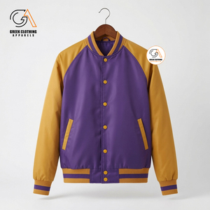 Omega Psi Purple Gold Heritage Eco-Friendly Breathable Varsity Jacket Color Blocking Hooded Fleece <b>Covered</b> <b>Button</b> Closure Winter - Product Image 3