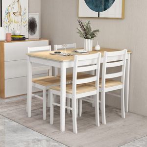 5 pezzi sala da pranzo in legno Set tavolo rettangolare e 4 sedie - Product Image 2