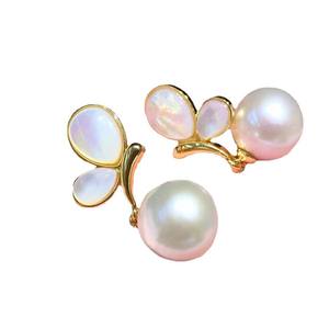 Pendientes Colgantes de Perlas de Agua Dulce Edison, Diseño de Mariposa con Concha, Regalo Popular de Cumpleaños para Niñas y Madres, Joyería de Moda - Product Image 5