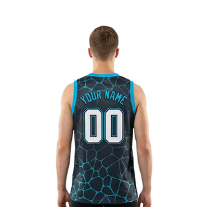 Conjunto de Uniforme de Baloncesto con Estampado de Polígono para Hombre, Camiseta sin Mangas con Cuello en V y Pantalones Cortos Lisos con Nombres de Equipo y Números de Jugador Personalizados - Product Image 4