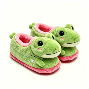 Pantoufles en peluche personnalisées pour Noël, jolies pantoufles d'intérieur pour adolescents, pantoufles en peluche grenouille, pantoufles en peluche pour l'hiver - Product Image 1