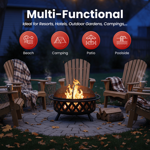 Brasero extérieur 36 pouces en treillis croisé, à bois, avec écran anti-étincelles et pioche, pour terrasse et jardin FP002 - Product Image 5