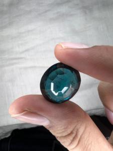 Tourmaline bleue néon naturelle, taille ovale, 24,90 carats, pierre précieuse brute, couleur Paraiba, rare, haute qualité, traitée thermiquement, Jai Narayan Gems - Product Image 2