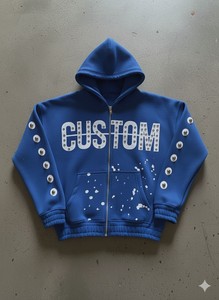 Vente en gros de sweats à capuche oversize en molleton épais à épaules tombantes pour les marques de mode américaines, broderie personnalisée - Product Image 3