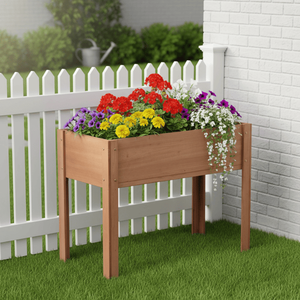 Jardinière surélevée en bois 40x20x31 pouces avec pieds pour la culture de plantes, fleurs, fruits, légumes et herbes en extérieur - Product Image 2