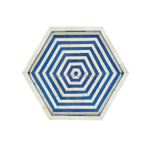 Plateau en bois élégant à motif géométrique gris avec incrustations d'os et détails en ivoire pour la décoration de la maison, de la cuisine, de la salle à manger et de la table basse - Product Image 5