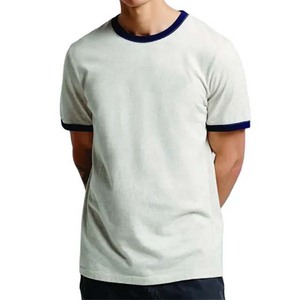 Plain Ringer Shirt Cotton Contrast <b>Trim</b> Crew Neck Custom Ringer Tee for Unisex Retro Fit Casual T-Shirt Bulk Wholesale Supplier - Product Image 6