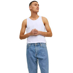 Camiseta sin mangas de algodón blanca para hombre, de alta calidad, personalizada, informal, de verano, ajustada, transpirable, de color sólido. - Product Image 2