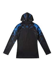 Camiseta Deportiva 2026 Personalizada con Estampado Gótico Oscuro, Media Cremallera, Capucha, 100% Algodón, Corte Ajustado, Transpirable, de Alta Elasticidad y Secado Rápido, Manga Larga - Product Image 3