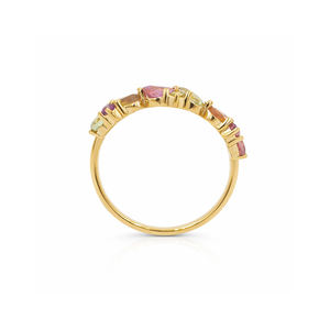 Bague Couronne en Argent Sterling 925 Multi-Tourmaline avec Pierres Précieuses Poire et Rondes, Plaqué Or, Bague de Luxe de Créateur - Product Image 3