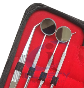 Ensemble de forceps d'extraction dentaire en acier inoxydable, poignée moletée manuelle, instruments chirurgicaux de classe I, étui rouge - Product Image 3