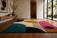 Tapis en laine tufté à la main abstrait moderne, tapis géométrique de luxe pour salon, chambre à coucher, décoration intérieure, taille personnalisée