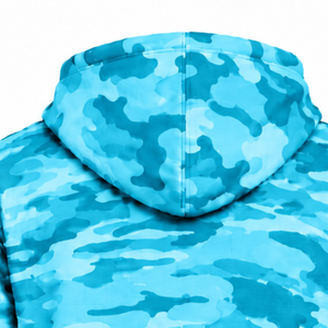 Cyan <b>Camo</b> Pullover Hoodie Men Custom Camouflage Printed Sweatshirt Kangaroo Pocket Long Sleeve Casual Training Streetwear <b>Top</b> - Product Image 4
