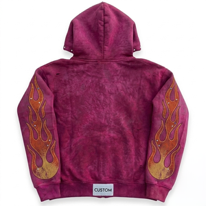 Sweat à capuche zippé Glory personnalisé avec strass, 100 % coton, doux, respirant, tissu écologique, nouveau style vintage, patchwork - Product Image 2