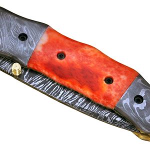 Couteau de plein air à lame fixe en acier Damas fait main avec manche en bois courbé et étui en cuir pour le camping, la chasse, la randonnée et les usages multiples - Product Image 2