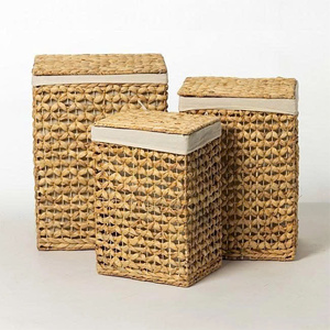 Cesto de Ropa Rectangular Ecológico Multifuncional de Jacinto de Agua para el Hogar, Cesta Organizadora de Almacenamiento con Forro para Uso Doméstico - Product Image 1