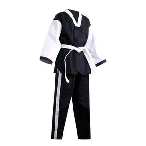 Tenue de Taekwondo Bicolore Noir et Blanc – Ensemble Dobok Arts Martiaux avec Ceinture, Haut et Pantalon - Product Image 3