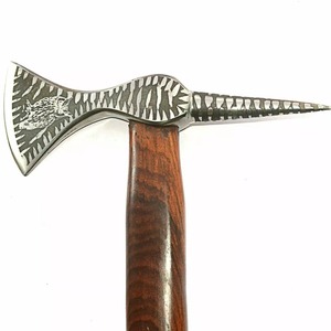 Handcrafted Tomahawk <b>Axe</b> With Engraved Blade Wooden <b>Handle</b> For Survival Use Pick Head Hatchet Forged Steel - Product Image 4