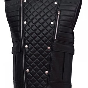 Durable reasonable price low MOQ Men's Motorcycle Club's Leather <b>Vest</b> breathable latest version Men's Motorcycle Leather <b>Vest</b> - Product Image 6