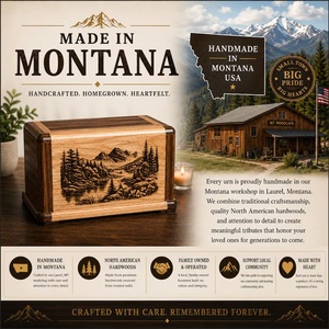 Handcrafted Mountain Scene Wooden <b>Pet</b> Memorial Urn Engraved Eco-Friendly <b>Keepsake</b> - Product Image 4
