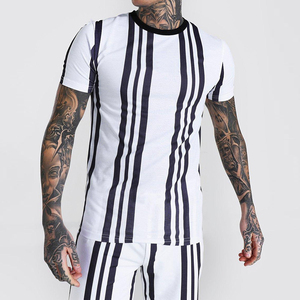 Wholesale 100% Cotton Casual T-Shirt Shorts <b>Set</b> Men's Crew Neck Short Sleeve Midweight Regular Fit Streetwear Solid - Product Image 5