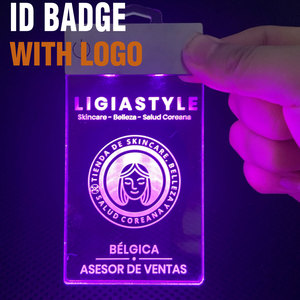 ID Badge Custom Premium <b>Rechargeable</b> <b>LED</b> <b>Light</b> Up Acrylic ID Badge with Logo for Employee Staff Corporate Event OEM Factory - Product Image 1