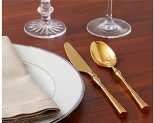 Ensemble de couverts modernes avec poignées dorées et couverts en acier inoxydable poli miroir pour mariage et repas - Product Image 5