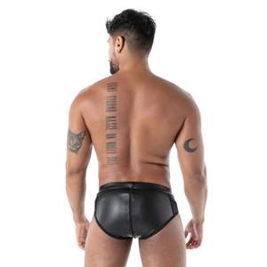 Boxer zippé intégral noir pour homme, coupe ajustée, style fetish, sexy - Product Image 2