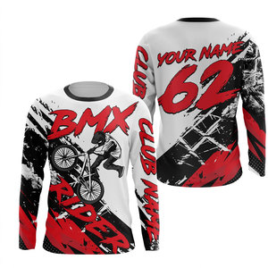 Maillot de moto pour homme en polyester imprimé par sublimation intégrale, design personnalisé, manches longues, maillot de course BMX - Product Image 1