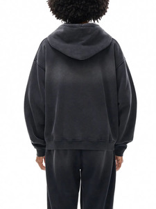 Sudadera con Capucha Unisex Negra, Oversize, con Rayas, de Algodón y Felpa, con Bolsillo Canguro, Estilo Casual Urbano, Transpirable para Invierno - Product Image 3