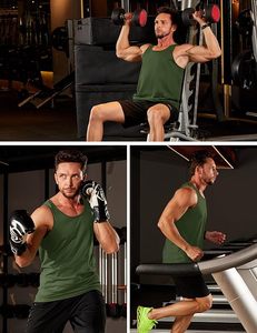 Men's Solid Green Sleeveless Tank Top O-Neck Knitted Quick Dry Casual Muscle <b>Vest</b> - Product Image 5