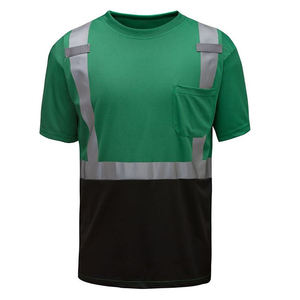 T-shirt de travail haute visibilité bleu marine pour homme avec bandes réfléchissantes et poche poitrine - Product Image 3