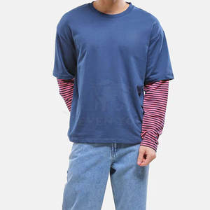 T-shirt double couche de haute qualité léger pour hommes, tissu en coton doux, respirant, t-shirt double couche - Product Image 4