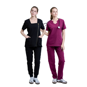 Uniformes médicos de diseño personalizado para mujer, pantalones anchos con estampado floral, conjuntos de uniformes médicos cómodos, bata de laboratorio médica para hombre, ropa OEM/ODM/LOW MOQ - Product Image 1