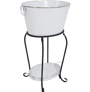 Gorgeous Set Two Ribbed Silver Metal Ice <b>Buckets</b> Classic Design 5L Capacity Featuring Sturdy Ring Handles Available Wholesale - Product Image 3